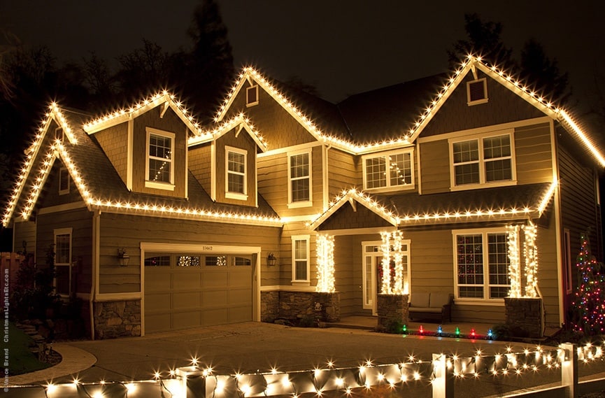 Red white and blue accent lighting with wreaths